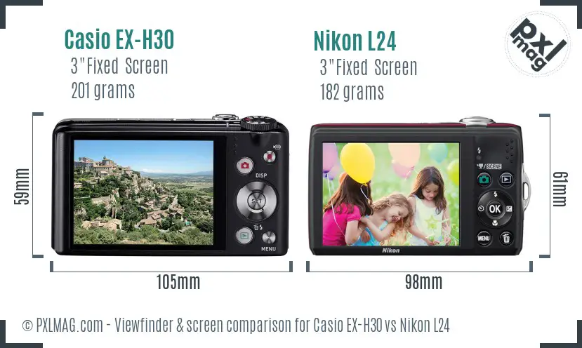Casio EX-H30 vs Nikon L24 Screen and Viewfinder comparison Casio EX-H30 vs Nikon L24 Screen and Viewfinder comparison