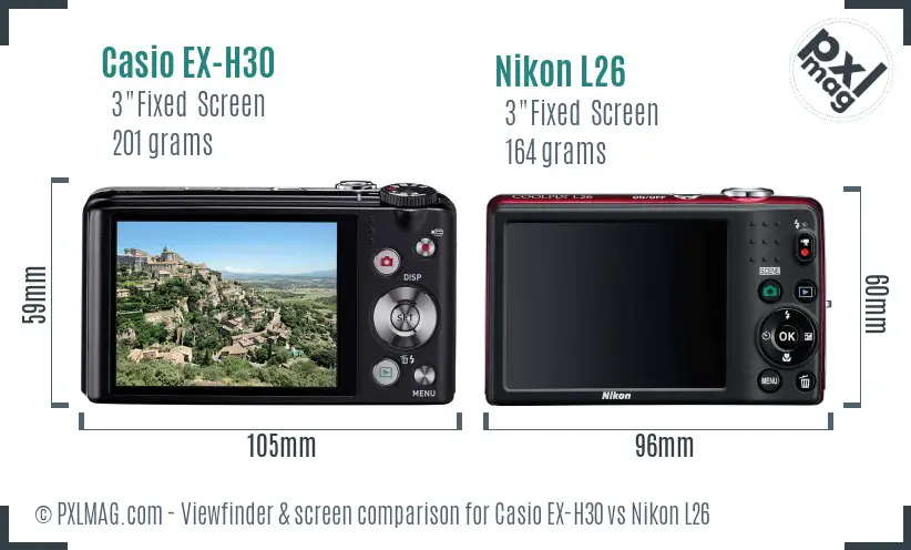 Casio EX-H30 vs Nikon L26 Screen and Viewfinder comparison Casio EX-H30 vs Nikon L26 Screen and Viewfinder comparison