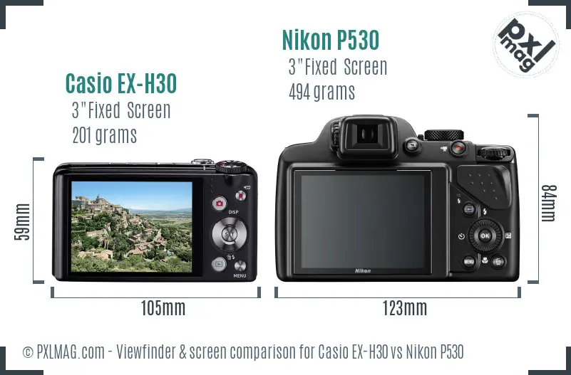 Casio EX-H30 vs Nikon P530 Screen and Viewfinder comparison Casio EX-H30 vs Nikon P530 Screen and Viewfinder comparison