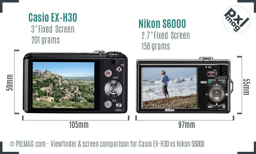 Casio EX-H30 vs Nikon S6000 Screen and Viewfinder comparison Casio EX-H30 vs Nikon S6000 Screen and Viewfinder comparison