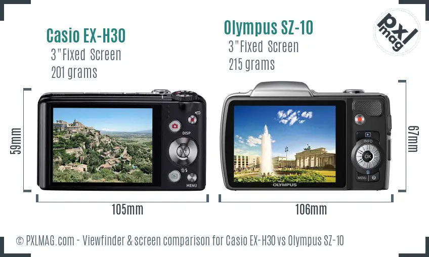 Casio EX-H30 vs Olympus SZ-10 Screen and Viewfinder comparison Casio EX-H30 vs Olympus SZ-10 Screen and Viewfinder comparison