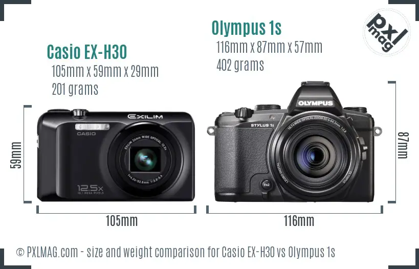 Casio EX-H30 vs Olympus 1s size comparison