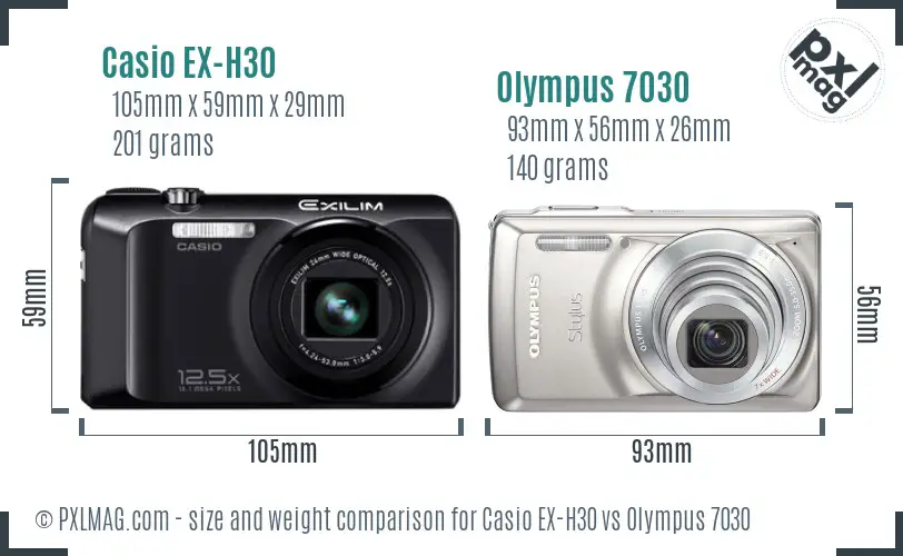 Casio EX-H30 vs Olympus 7030 size comparison Casio EX-H30 vs Olympus 7030 size comparison