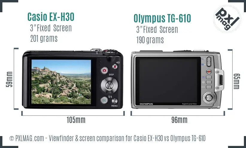 Casio EX-H30 vs Olympus TG-610 Screen and Viewfinder comparison Casio EX-H30 vs Olympus TG-610 Screen and Viewfinder comparison