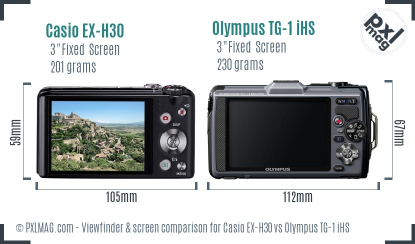 Casio EX-H30 vs Olympus TG-1 iHS Screen and Viewfinder comparison