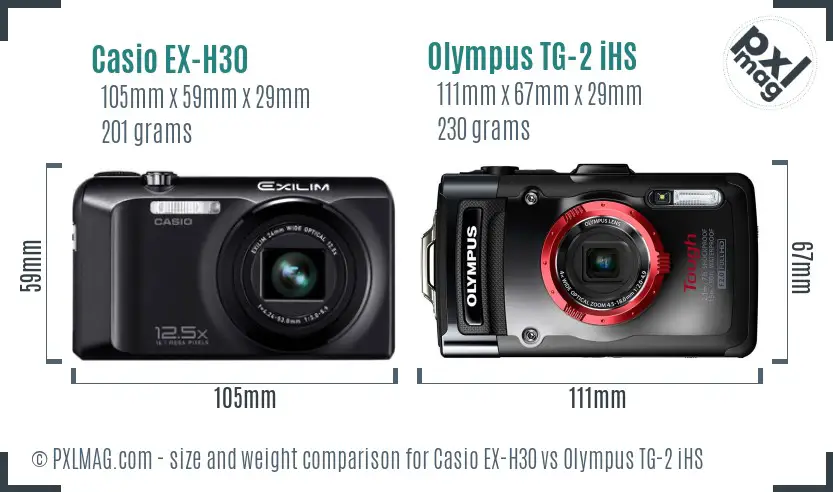 Casio EX-H30 vs Olympus TG-2 iHS size comparison