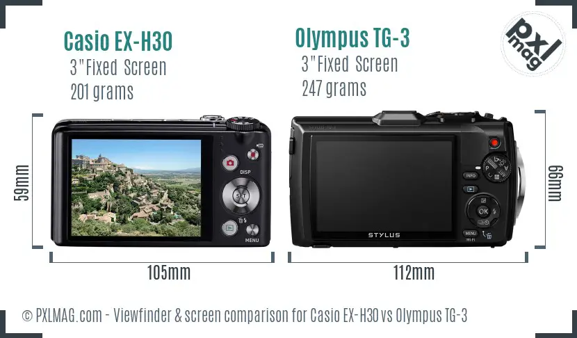 Casio EX-H30 vs Olympus TG-3 Screen and Viewfinder comparison Casio EX-H30 vs Olympus TG-3 Screen and Viewfinder comparison