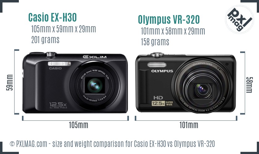 Casio EX-H30 vs Olympus VR-320 size comparison Casio EX-H30 vs Olympus VR-320 size comparison