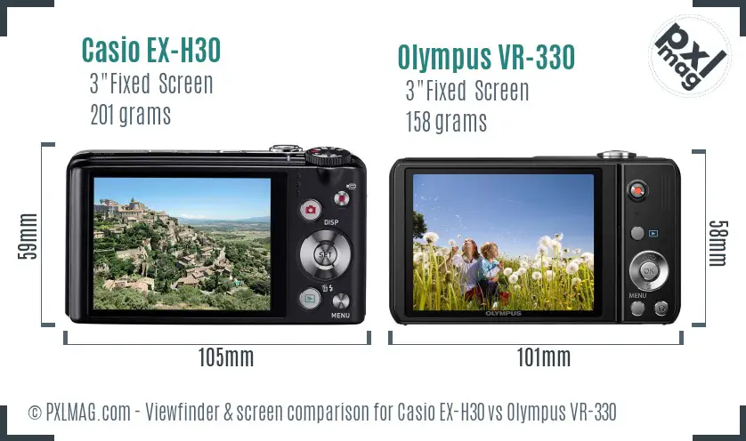 Casio EX-H30 vs Olympus VR-330 Screen and Viewfinder comparison Casio EX-H30 vs Olympus VR-330 Screen and Viewfinder comparison