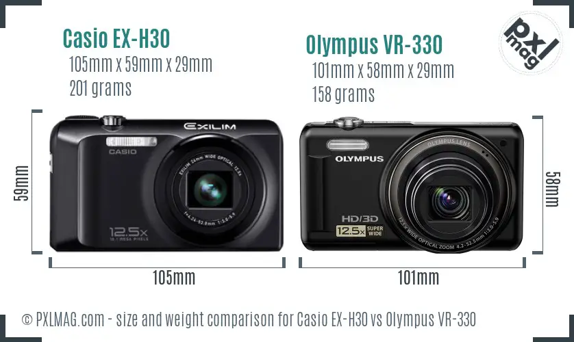 Casio EX-H30 vs Olympus VR-330 size comparison Casio EX-H30 vs Olympus VR-330 size comparison