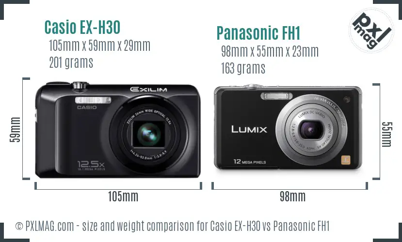 Casio EX-H30 vs Panasonic FH1 size comparison