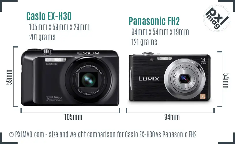 Casio EX-H30 vs Panasonic FH2 size comparison Casio EX-H30 vs Panasonic FH2 size comparison