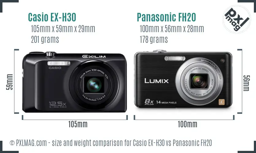 Casio EX-H30 vs Panasonic FH20 size comparison