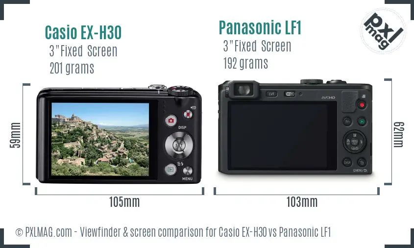 Casio EX-H30 vs Panasonic LF1 Screen and Viewfinder comparison