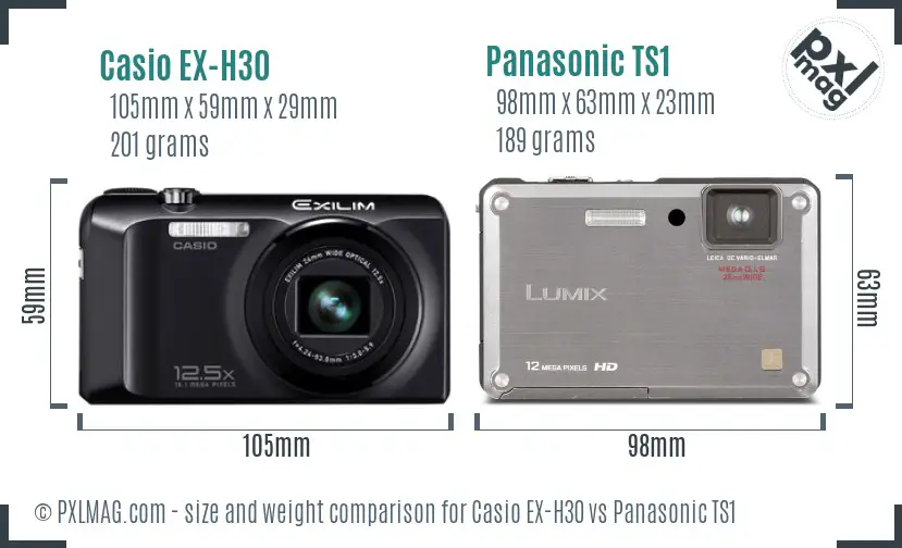 Casio EX-H30 vs Panasonic TS1 size comparison