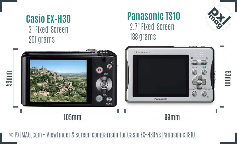 Casio EX-H30 vs Panasonic TS10 Screen and Viewfinder comparison Casio EX-H30 vs Panasonic TS10 Screen and Viewfinder comparison