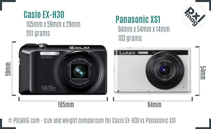 Casio EX-H30 vs Panasonic XS1 size comparison