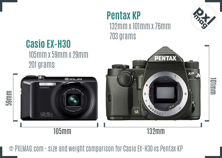 Casio EX-H30 vs Pentax KP size comparison