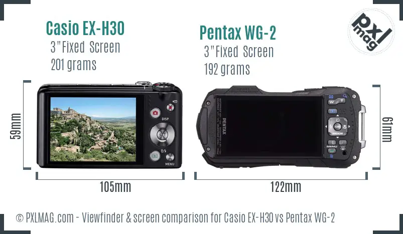 Casio EX-H30 vs Pentax WG-2 Screen and Viewfinder comparison Casio EX-H30 vs Pentax WG-2 Screen and Viewfinder comparison
