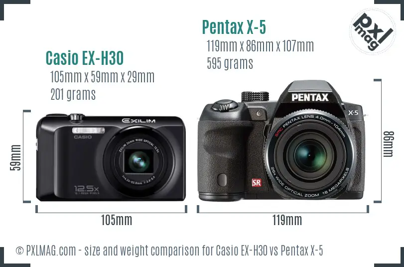 Casio EX-H30 vs Pentax X-5 size comparison