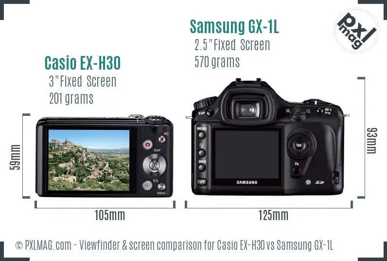 Casio EX-H30 vs Samsung GX-1L Screen and Viewfinder comparison