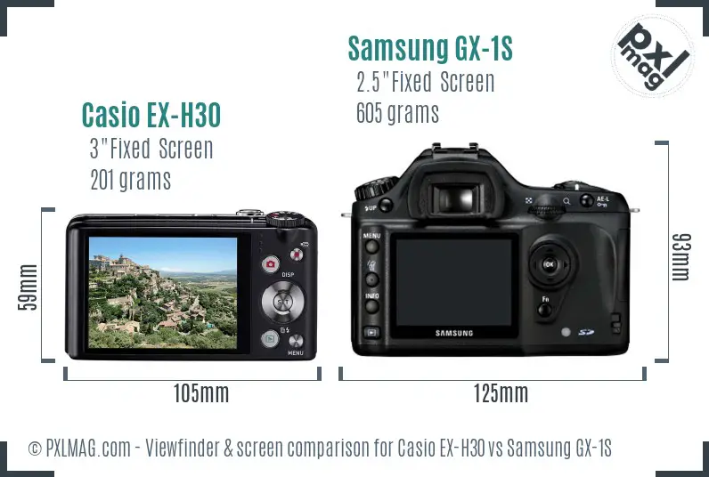 Casio EX-H30 vs Samsung GX-1S Screen and Viewfinder comparison