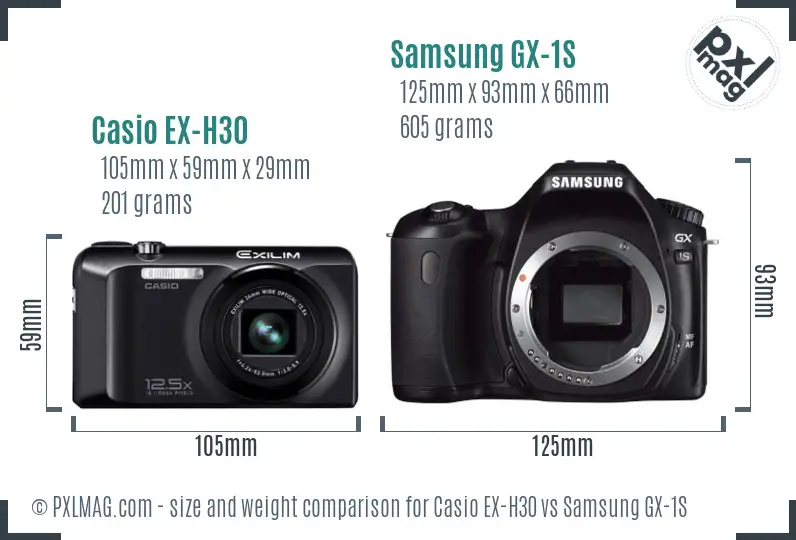 Casio EX-H30 vs Samsung GX-1S size comparison