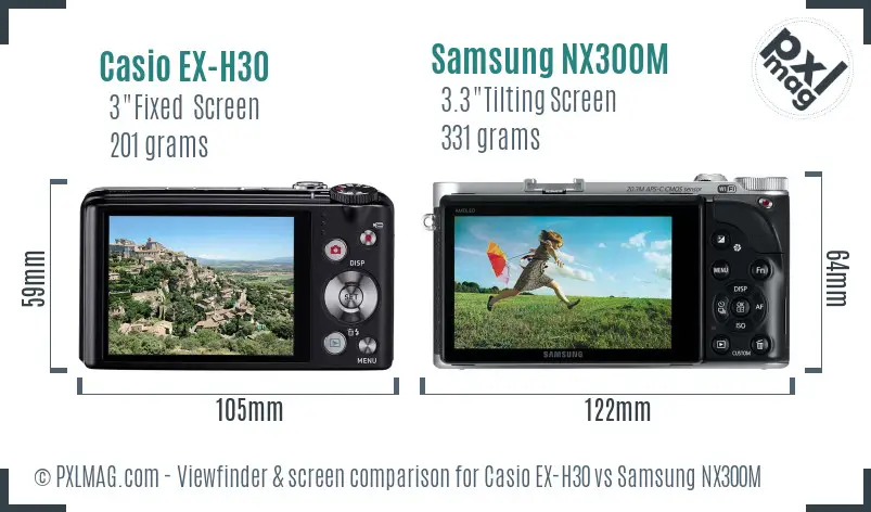 Casio EX-H30 vs Samsung NX300M Screen and Viewfinder comparison Casio EX-H30 vs Samsung NX300M Screen and Viewfinder comparison