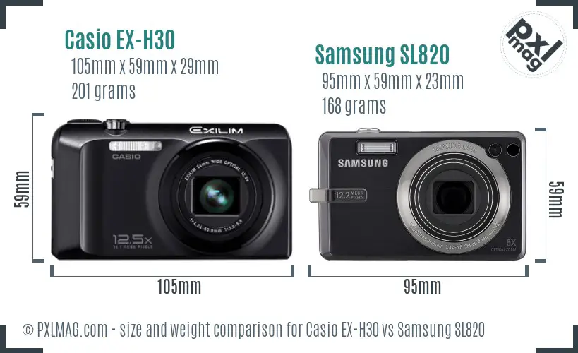 Casio EX-H30 vs Samsung SL820 size comparison