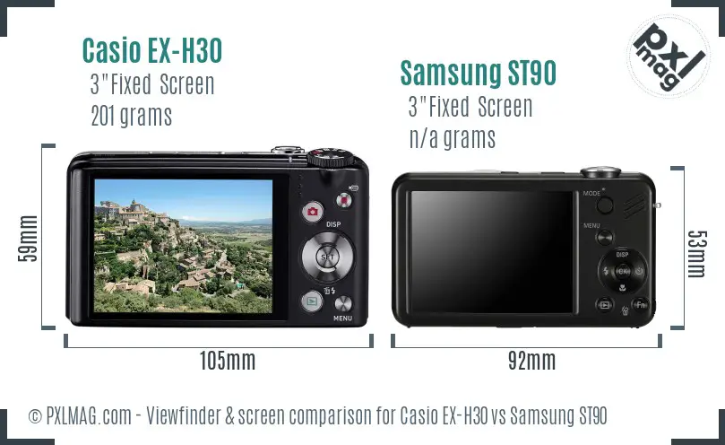 Casio EX-H30 vs Samsung ST90 Screen and Viewfinder comparison Casio EX-H30 vs Samsung ST90 Screen and Viewfinder comparison
