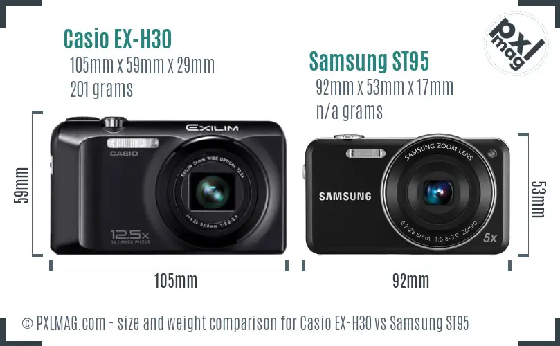 Casio EX-H30 vs Samsung ST95 size comparison