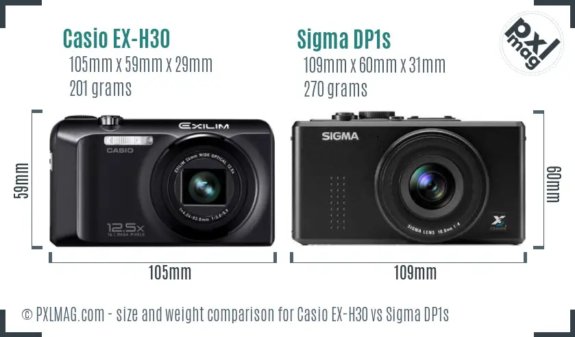 Casio EX-H30 vs Sigma DP1s size comparison