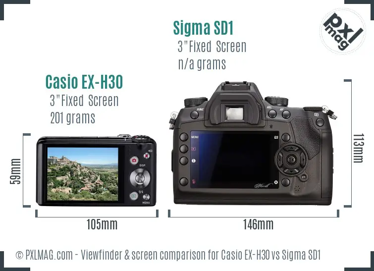 Casio EX-H30 vs Sigma SD1 Screen and Viewfinder comparison