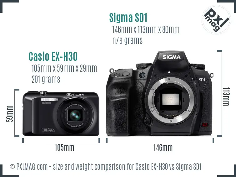 Casio EX-H30 vs Sigma SD1 size comparison