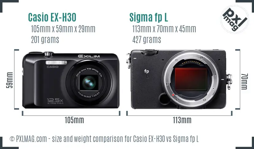 Casio EX-H30 vs Sigma fp L size comparison