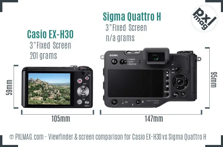 Casio EX-H30 vs Sigma Quattro H Screen and Viewfinder comparison