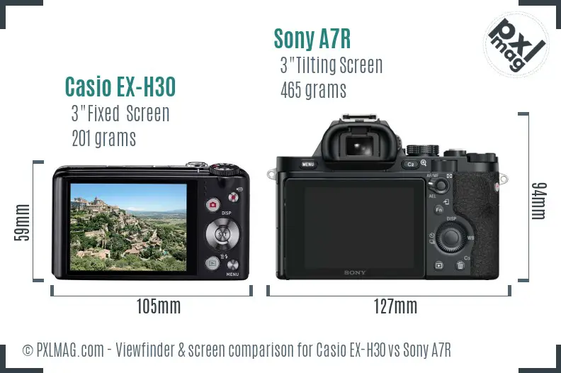 Casio EX-H30 vs Sony A7R Screen and Viewfinder comparison