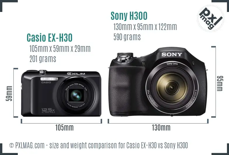 Casio EX-H30 vs Sony H300 size comparison