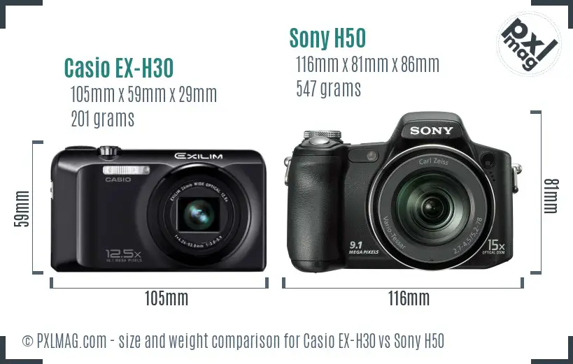 Casio EX-H30 vs Sony H50 size comparison Casio EX-H30 vs Sony H50 size comparison