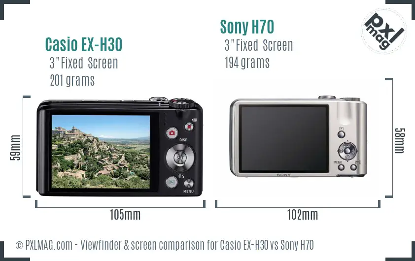 Casio EX-H30 vs Sony H70 Screen and Viewfinder comparison Casio EX-H30 vs Sony H70 Screen and Viewfinder comparison