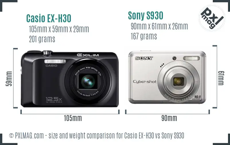 Casio EX-H30 vs Sony S930 size comparison