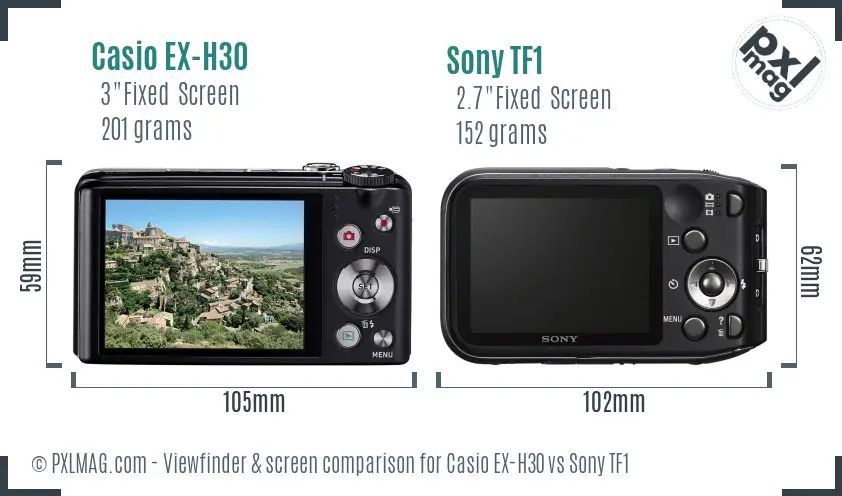 Casio EX-H30 vs Sony TF1 Screen and Viewfinder comparison