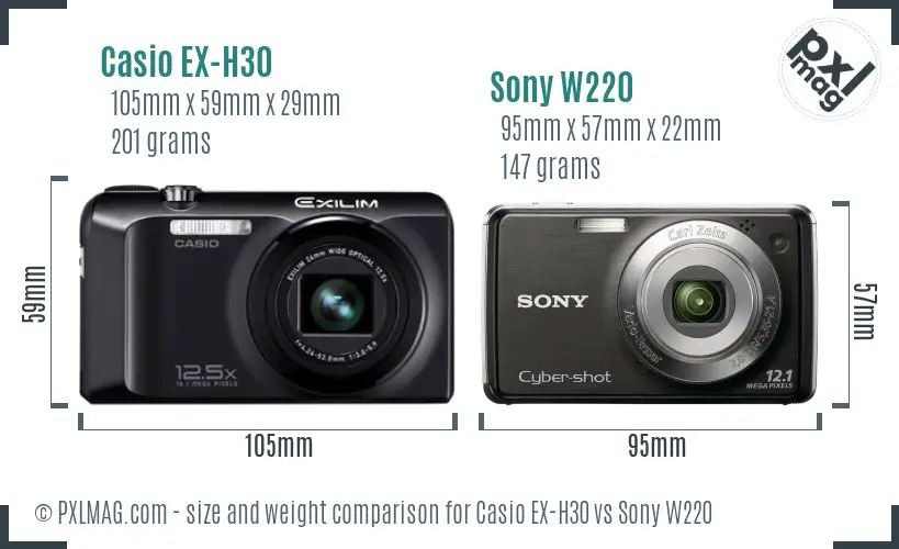 Casio EX-H30 and Sony W220 Size Comparison