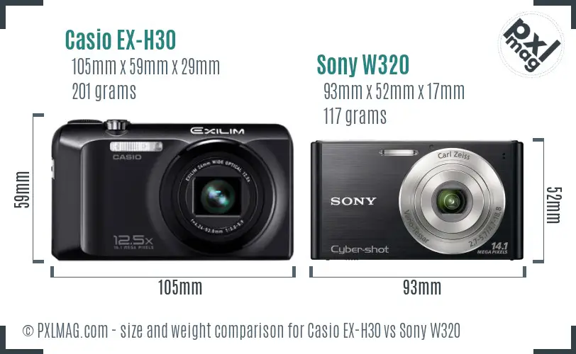 Casio EX-H30 vs Sony W320 size comparison Casio EX-H30 vs Sony W320 size comparison