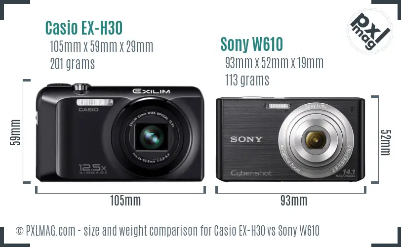 Casio EX-H30 vs Sony W610 size comparison Casio EX-H30 vs Sony W610 size comparison