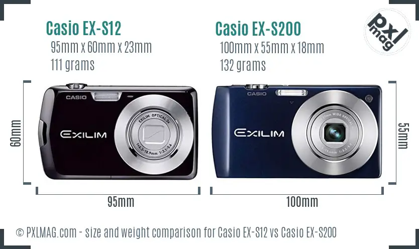 Casio EX-S12 vs Casio EX-S200 size comparison
