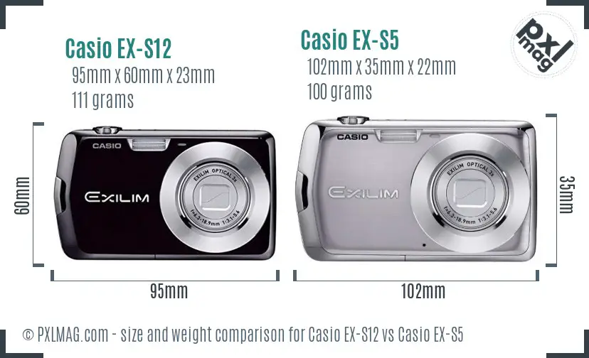 Casio EX-S12 vs Casio EX-S5 size comparison