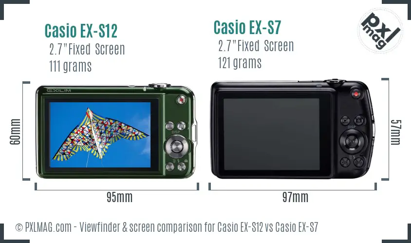 Casio EX-S12 vs Casio EX-S7 Screen and Viewfinder comparison