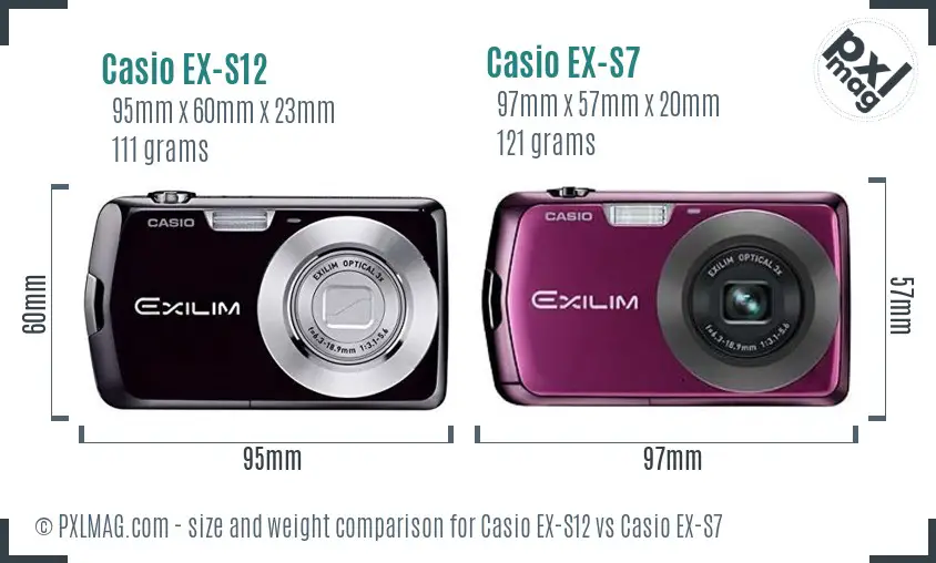 Casio EX-S12 vs Casio EX-S7 size comparison