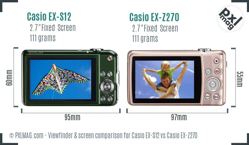 Casio EX-S12 vs Casio EX-Z270 Screen and Viewfinder comparison